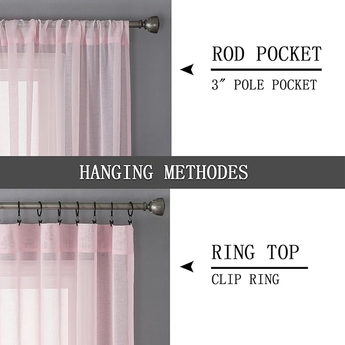 Tollpiz Sheer Curtains Bedroom Linen Textured Curtain Sheers Light Filtering - Image 5