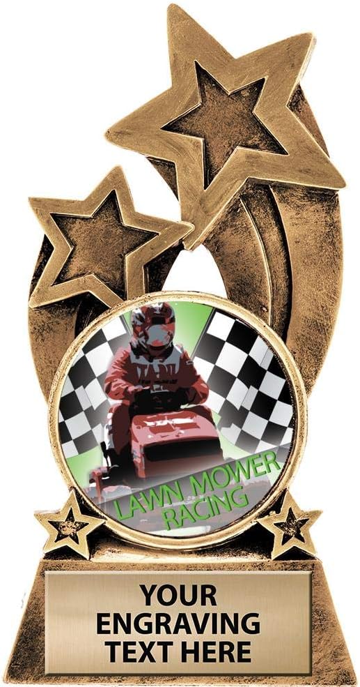 Crown Awards Lawn Mower Racing Trophy, 5.5" Glory Resin Lawn Mower Racing Trophies with Free Custom Engraving Prime