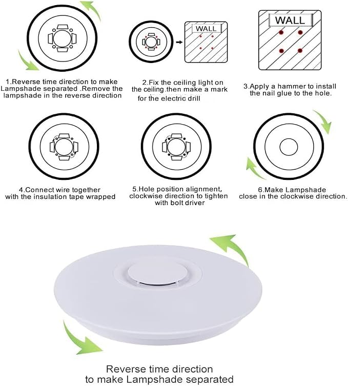 Ceiling Lights with Bluetooth Speaker, 15 inch Smart Ceiling Lamp Compatible with Alexa and Google Home,Room Light for Bedroom, Living Room