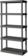 Sterilite 3-Pack 5 Shelf Unit, Heavy-Duty Shelving Storage Rack for Home and Garage, Gray - Multipurpose Plastic Organizer Shelves for Smart Organization