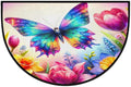 Butterfly Half Round Door Mat Non-Slip Semi Circle Rug Half Moon Doormat | Rainbow Butterfly Soft Washable Welcome Entrance Mat for Outdoor Indoor Floor Bedroom Bathroom Home Kitchen Festival Decor