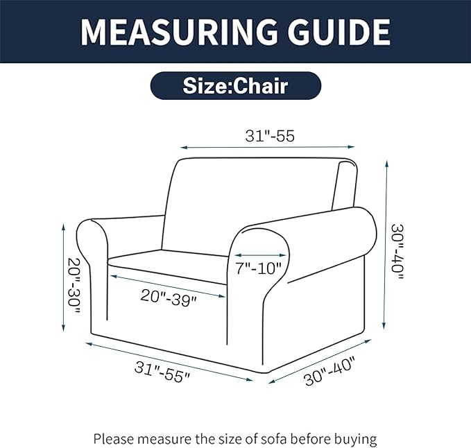 Cupuamon 2026 New Stretch Chair Sofa Slipcovers Couch Cover for 1 Seater Furniture Protector Sofa Covers with Elastic Bottom Jacquard Fabric Small Checks for Pets, Kids - Navy