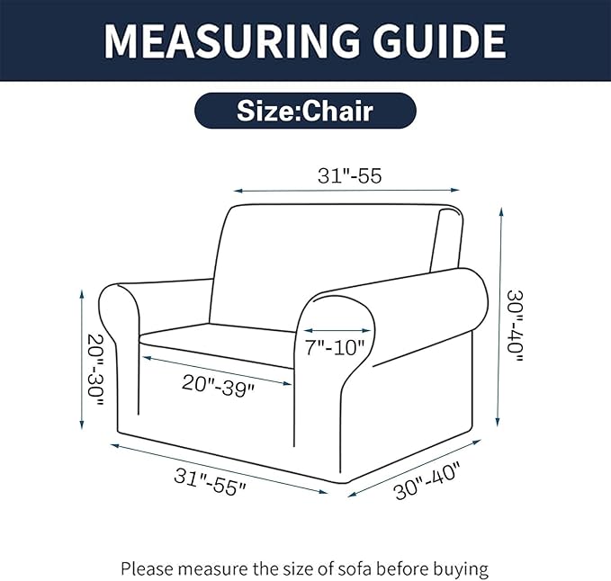 Cupuamon 2026 New Stretch Chair Sofa Slipcovers Couch Cover for 1 Seater Furniture Protector Sofa Covers with Elastic Bottom Jacquard Fabric Small Checks for Pets, Kids - Tan