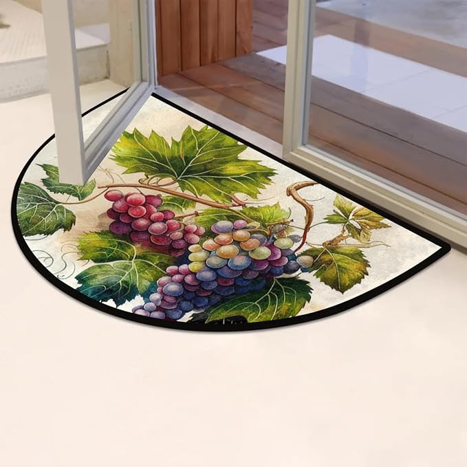 Fruit Grapes Half Round Door Mat Semi Moon Rug Fireplace Carpet Area Rugs | Fruit Grapes Non Slip Absorbent Half Circle Mat Carpet for Indoor Outdoor Patio Kitchen Bathroom Entryway Home Decor