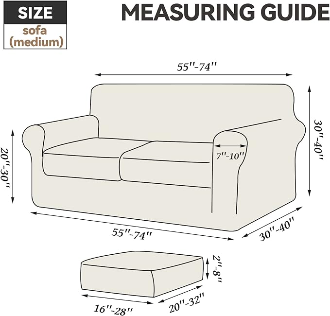 WEERRW Velvet Couch Covers for 2 Cushion Couch Sofa - High Stretch Luxury Velvet Plush 3 Pieces Sofa Slipcovers with Elastic Bottom, Furniture Protector for Pets, Machine Washable, Dark Grey, Medium