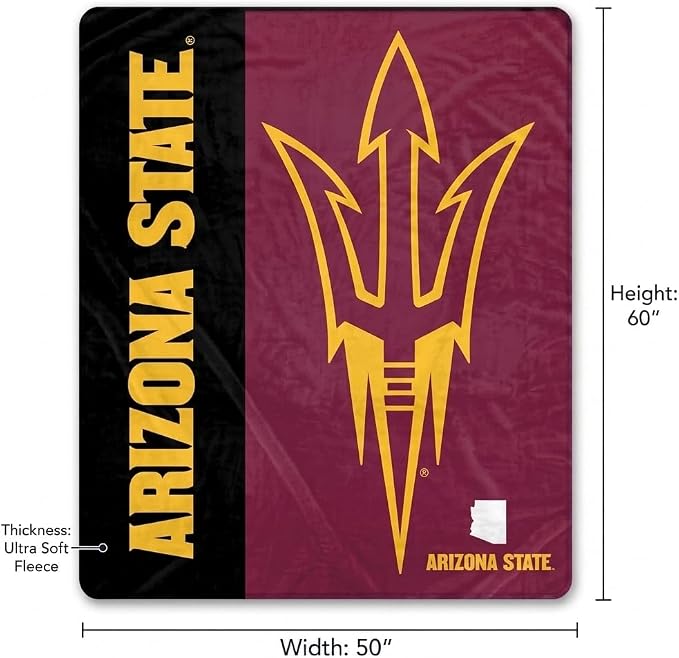 Proformance Home NCAA Arizona St Sun Devils Endzone Ultra Soft Tailgate Throw