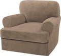 H.VERSAILTEX Sofa Cover 2 Piece T Cushion Armchair Slipcovers Thick Velvet Couch Cover Furniture Protector Stretch T Cushion Sofa Covers for 1 Cushion Couch with 1 Individual T Cushion Covers, Camel