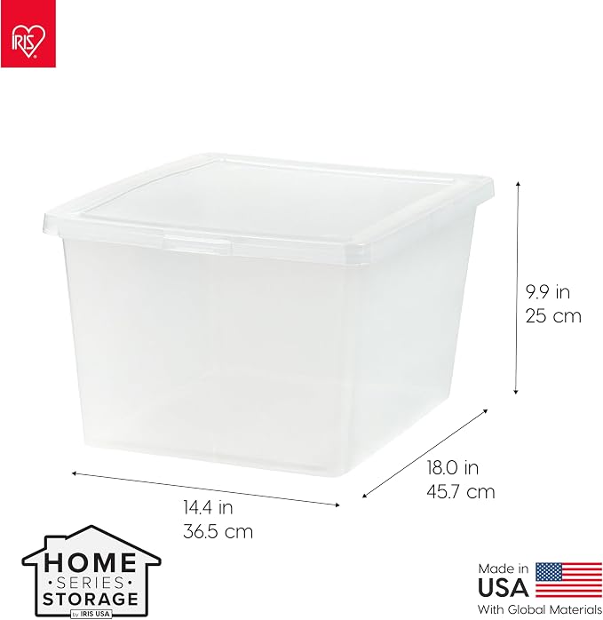 IRIS USA 4-Pack 25 Qt Storage Bins with Lids, Clear, Stackable | Great for clothing, linens, closets and home organization, nestable design, transparent design makes contents easy to find