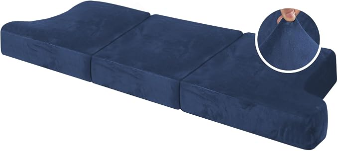 H.VERSAILTEX Stretch Velvet 3 Piece T Cushion Sofa Slipcovers Individually Sofa Cushion Covers for 3 Cushion Couch Seat Cushion Covers for Sofa Seat Cushion Covers Stay in Place(Sofa, Navy)