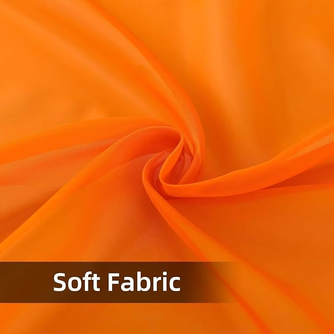 youleyar Solid Sheer Rod Pocket Curtain Voile Draperies 2 Panels White Beige Black Grey Coffee 52 Inch Width 108 Inch Long 1 Pair for Kitchen Bedroom Children Living Room Yard (Orange,52Wｘ108L)