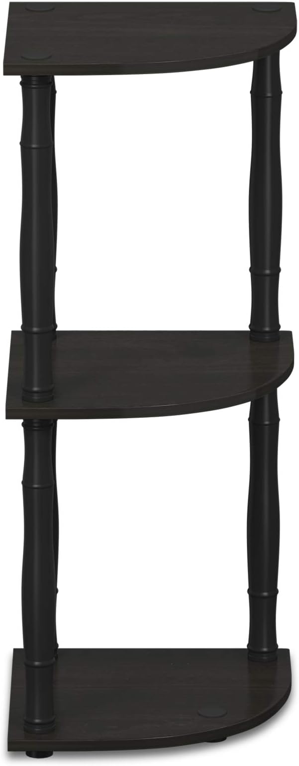 Furinno Turn-N-Tube 3-Tier Corner Display Rack Multipurpose Shelving Unit with Classic Tube, Espresso/Black | Open Shelves Corner Bookshelf, Display Storage Shelves, Classic Tubes, for Organization, Living Room, Home Office