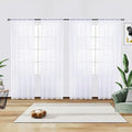 youleyar Solid Sheer Rod Pocket Curtain Voile Draperies 4 Panels White Beige by Youleyar