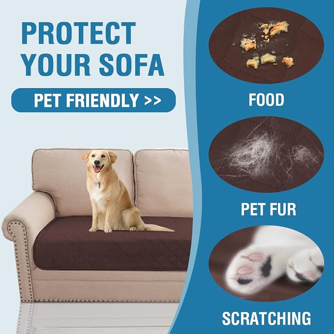 H.VERSAILTEX Couch Cover for Dogs Washable 100% Waterproof Sofa Cushion Cover Dog Bed Cover Non-Slip Pet Blanket for Sofa Cushion Protector, 35" x 74", Brown