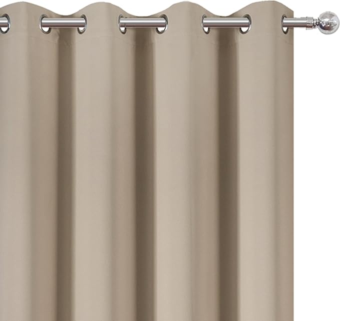 LEMOMO Blackout Curtains 66 x 95 inch/Khaki Curtains Set of 2 Panels/Thermal Insulated Room Darkening Bedroom Curtains