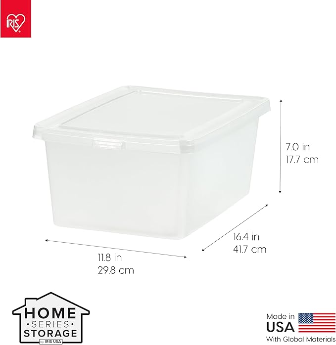 IRIS USA 12-Pack 17 Qt Storage Bins with Lids, Clear, Stackable | Ideal for shoes, crafts, office supplies and pantry items, nestable design, transparent design makes contents easy to find