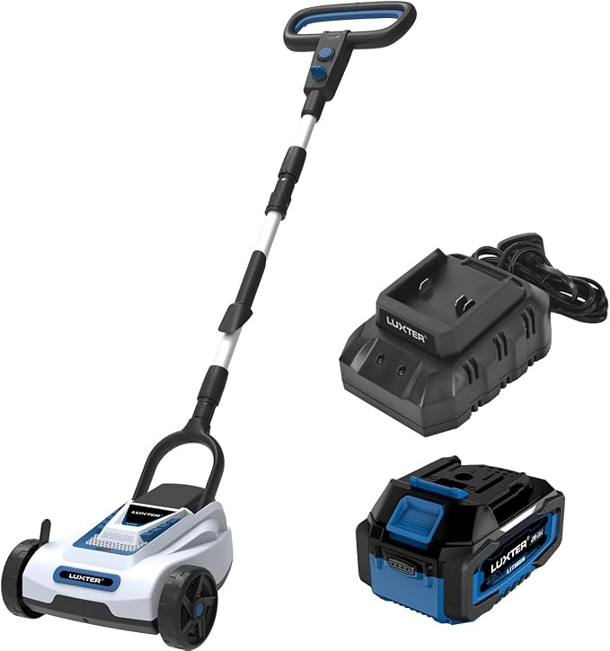 LUXTER 9 Inch Cordless Lawn Mower 6000RPM Brushless Motor 3 Adjustable Cutting Heights (1.5"-2.3") Electric Grass Trimmer 20V 4.0Ah Battery & Charger Mini Lawn Mower for Garden Yard Work and Lawn Care