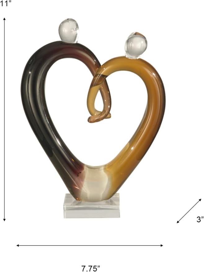 Dale Tiffany AS11112 Art Glass Hearts Sculpture, Multicolor, 11.00x7.75x7.75