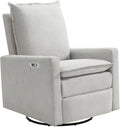 Oxford Baby Uptown Power Upholstered Glider Recliner Rocking Chair 270° Swivel for Nursery and Living Room – Sand, Green Guard Gold Certified