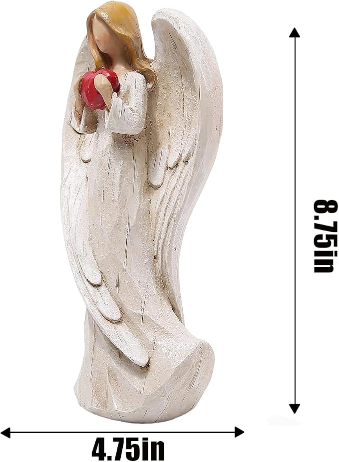 Hodao 8.75inch Resin Praying Angel Sculpture Figurine for Gifts Home Decoration Praying commemorating Angel Statue, exquisitely Carved and Hand-Painted Characters (with Hear)
