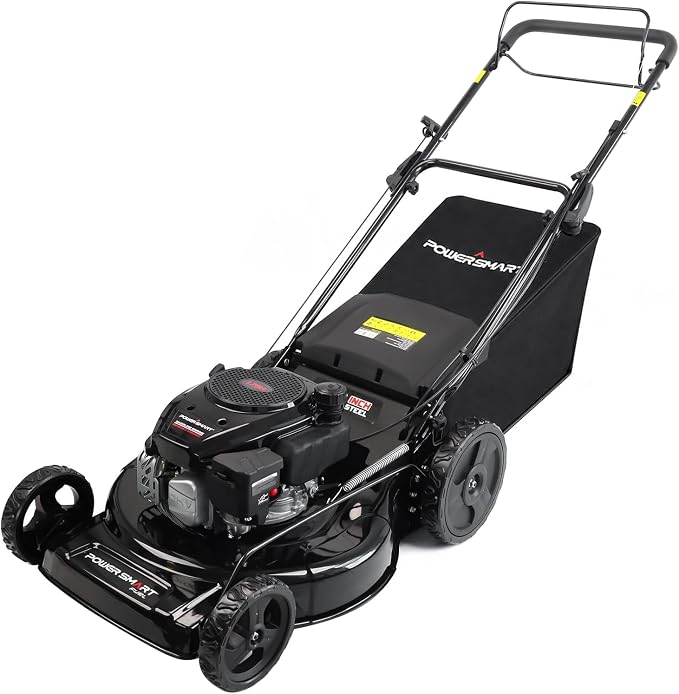 PowerSmart 22-inch 170cc 3-in-1 Self Propelled Gas Lawn Mower | 4-Cycle OHV Engine, Rear Bag/Mulching/Side-Discharge, 6-Position Height Adjustment, Steel Deck