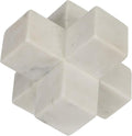 Geometric Cube Decorative Object – Marble Sculpture Modern Home Decor Ornament – Shelf Styling & Coffee Table Decor for Bathroom, Office & Living Room – 6.5", White