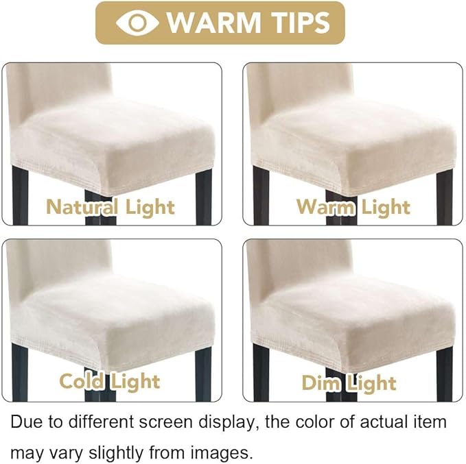 H.VERSAILTEX Dining Chair Covers Velvet Stretch Chair Covers for Dining Room Set of 2 Parson Chair Slipcovers Chair Protectors Covers Dining, Soft Thick Solid Velvet Fabric Washable, Ivory