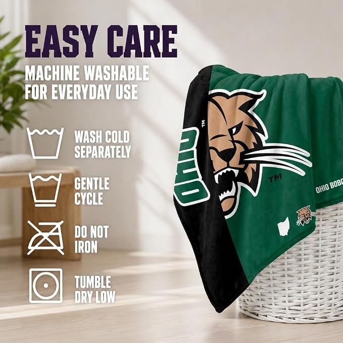 Proformance Home NCAA Ohio Bobcats Endzone Ultra Soft Tailgate Throw