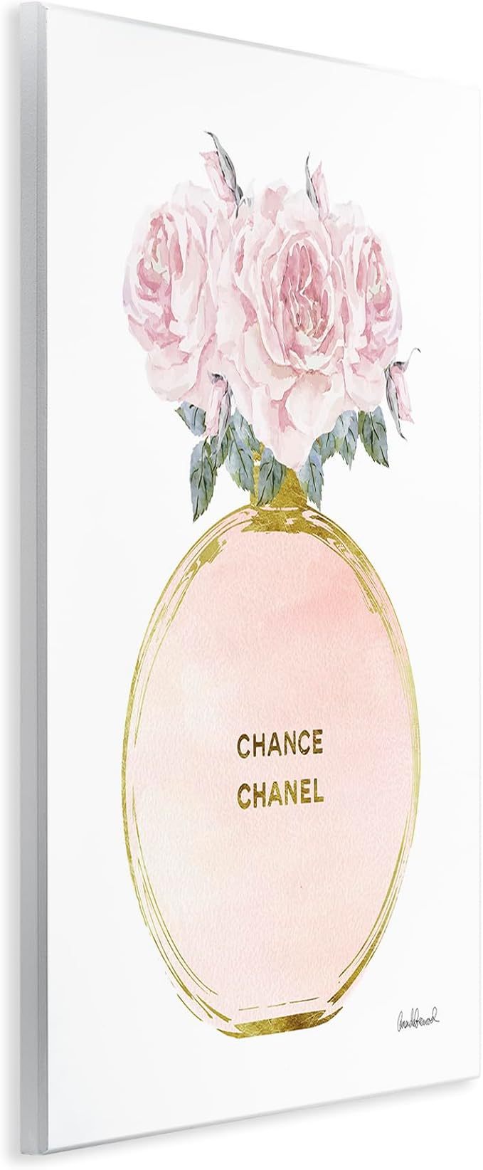 'Pink and Gold Round Perfume Bottle with Roses'| Wall Plaque Art | Stupell Industries | 13 x 19 Inches, Easy to Hang and Sturdy, Made in USA, by Amanda Greenwood