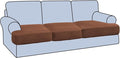 H.VERSAILTEX Stretch 3 Piece T Cushion Sofa Slipcovers Individually Sofa Cushion Covers for 3 Cushion Couch Sofa Seat Cushion Covers with Elastic Bands Featuring Thicker Jacquard Fabric, Caramel