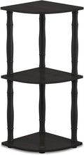 Furinno Turn-N-Tube 3-Tier Corner Display Rack Multipurpose Shelving Unit with Classic Tube, Espresso/Black | Open Shelves Corner Bookshelf, Display Storage Shelves, Classic Tubes, for Organization, Living Room, Home Office