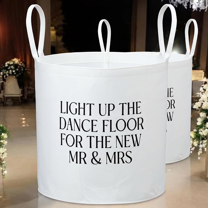 Yungyan 2 Pcs Wedding Baskets with Handles 12 Inch White Large Glow Sticks Storage Baskets for Glow Sticks Flowers Flip Flops Trug for Wedding Picnics Decoration Party Favors Gift Garden