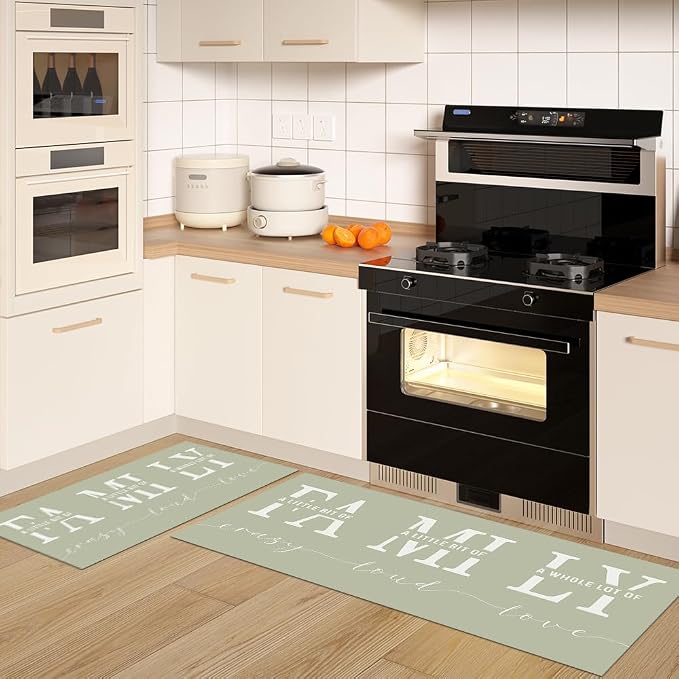 GUBIYU Kitchen Rug Set of 2,A Little Bit of Crazy A Whole Lot of Love Rugs for Living Room Dining Room Bedroom Aesthetic Anti Fatigue Kitchen Mats Non Skid Waterproof Rugs Farmhouse Office Home Decor
