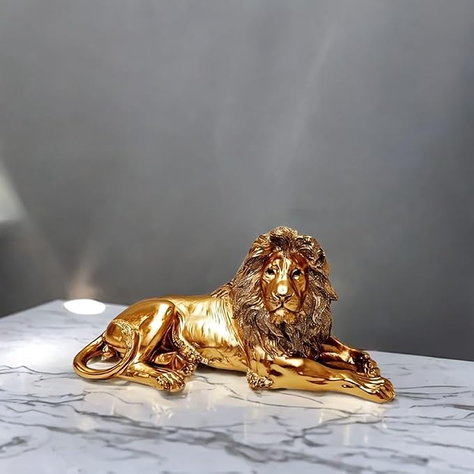 ICE ARMOR 13" W Majestic Resting Lion Figurine Statue Sculpture Ornament Decoration Home/Room Decor and Gift Ideas for Housewarming, Holidays and Birthdays Great Collectible Addition