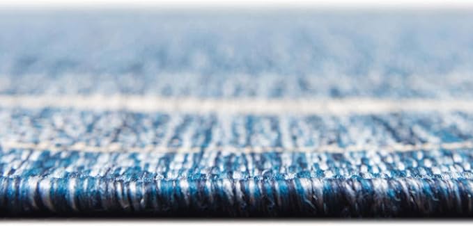 Unique Loom Outdoor Border Collection Area Rug - Soft Border (13' Square, Blue/ Ivory)