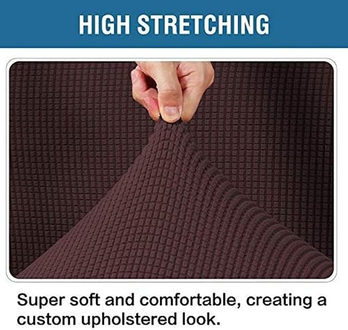 H.VERSAILTEX Ottoman and Sofa Seat Cushion Combined Cover Slipcover Rectangle Sofa Slipcover Fit Length 56'-75' Suitable for L Shaped Seat Cushion Cover or Chaise Part Cover Stretch Thick - Chocolate