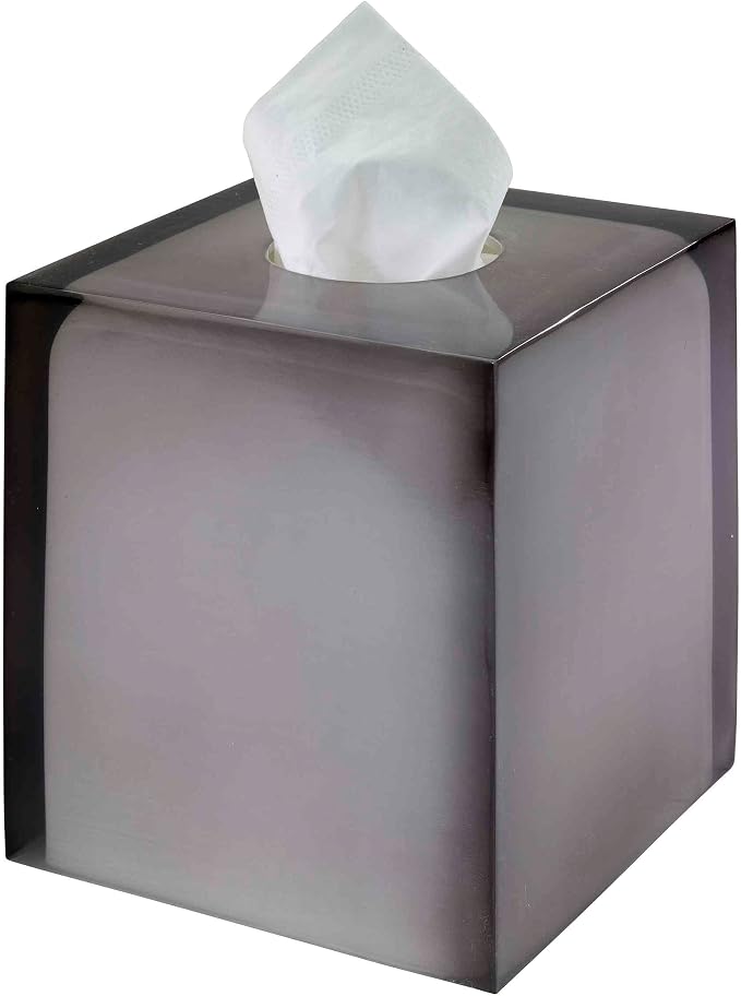 Avanti Linens - Tissue Box Cover, Resin Countertop Accessories, Modern Home Decor (Soho Collection, Smoke)
