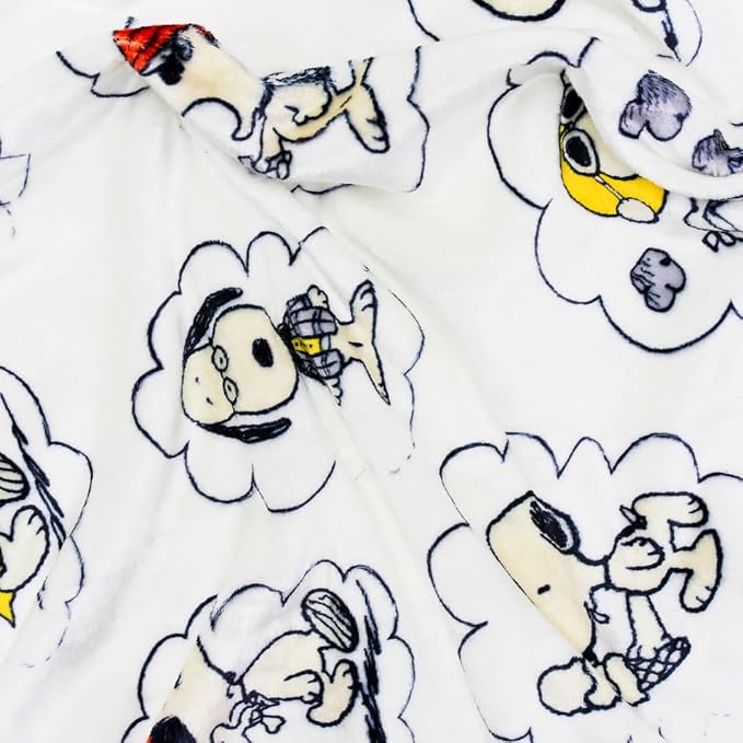 Peanuts® Snoopy Cozy Throw 46 in x 60 in – Soft Cozy Plush for Couch, Bed & Travel, Snoopy & Woodstock 75th Anniversary Design, (Officially Licensed Product) by Franco Collectibles®