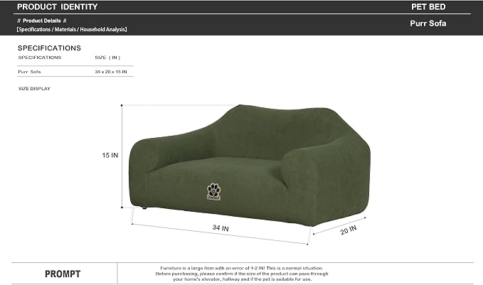 2-in-1 Human & Pet Shared Dog Sofa, Solid Pine Wood Frame with High Resilience Foam, Indoor Pet Furniture(Dark Green)