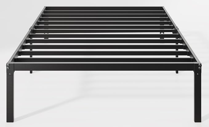 Allewie Twin Bed Frame, 14 inch Metal Beds with Storage Space, Black | Heavy-Duty Metal Platform Beds, Large Under-Bed Storage Space, No Box Spring Needed, Easy Assembly