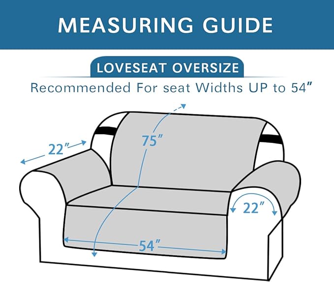H.VERSAILTEX Loveseat Slipcover Reversible Loveseat Cover Seat Width Up to 54" Water Resistant Couch Cover with Elastic Strap Quilted Furniture Protector for Pets(Oversized Loveseat, Grey/Beige)