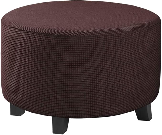 H.VERSAILTEX Ottoman Cover Stretch Ottoman Slipcover Round Ottoman Storage Cover Folding Stool Covers Furniture Protector Cover for Footrest Ottoman Fit Dia 20" - 23", Chocolate