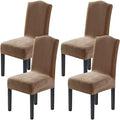 H.VERSAILTEX Velvet Dining Chair Covers Stretch Chair Covers for Dining Room Set of 4 Parson Chair Slipcovers Chair Protectors Covers Dining, Soft Thick Solid Velvet Fabric Washable, Camel