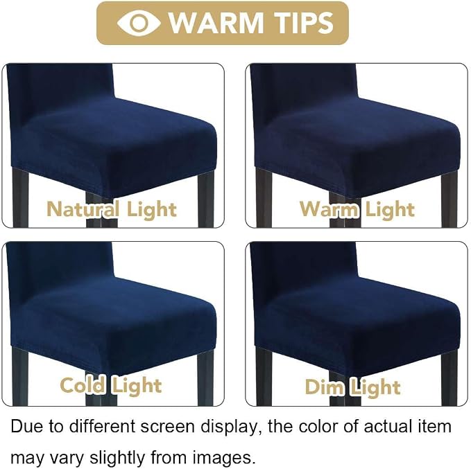 H.VERSAILTEX Velvet Dining Chair Covers Stretch Chair Covers for Dining Room Set of 2 Parson Chair Slipcovers Chair Protectors Covers Dining, Soft Thick Solid Velvet Fabric Washable, Navy