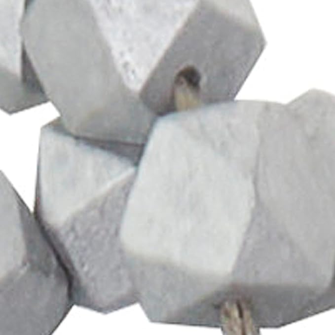 Deco 79 Mango Wood Handmade Hexagon Metallic Carved Geometric Long Beaded Garland with Tassel, 80" x 1" x 1", Silver