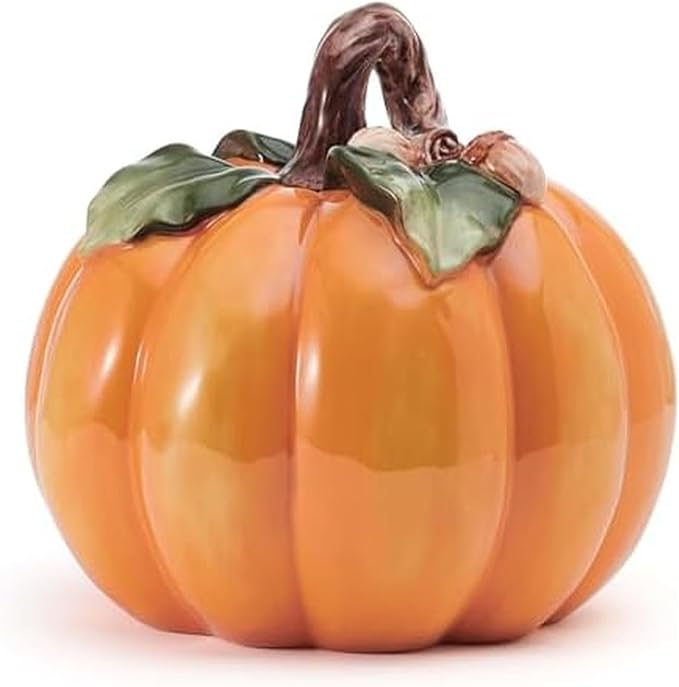 Fitz and Floyd Harvest Halloween Pumpkin Ceramic Figurine, 7.5 inch