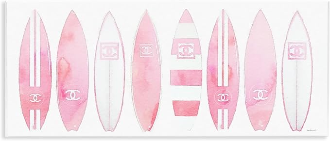 Nautical Glam Surfboard Fashion, 7 x 17 Inch Mounted Print on Wall Plaque | Stupell Industries · By Amanda Greenwood · Ready to hang · Coastal inspired statement piece · Made in USA