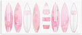 Nautical Glam Surfboard Fashion, 7 x 17 Inch Mounted Print on Wall Plaque | Stupell Industries · By Amanda Greenwood · Ready to hang · Coastal inspired statement piece · Made in USA