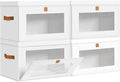 DIMJ Storage Bins with Lids - 4 Pack Large Fabric Closet Organizer with Window & Handles, Collapsible Decorative Storage Boxes for Shelves Under Bed, Books Clothes Blankets Sweaters Organization
