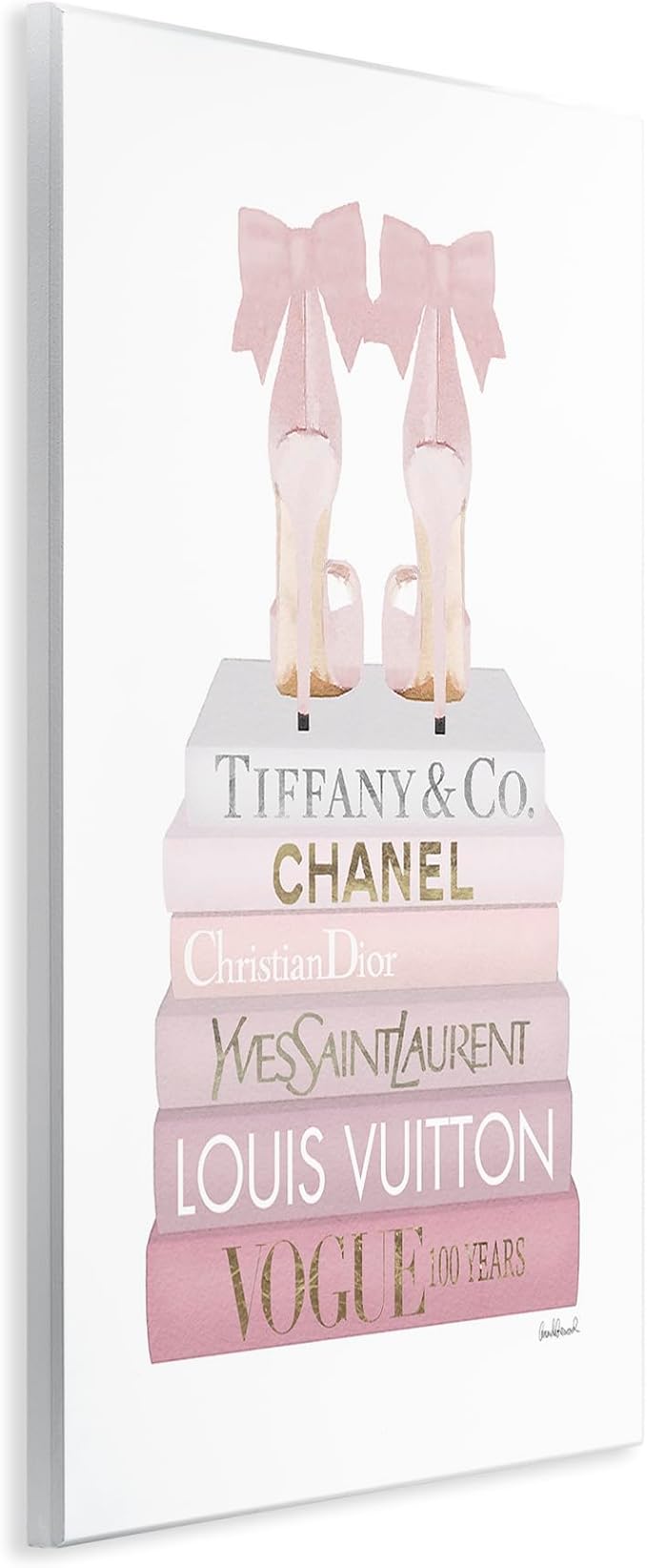 Chic Shoes Glam Bookstack, 10 x 15 Inch Mounted Print on Wall Plaque | Stupell Industries · By Amanda Greenwood · Ready to hang · Great for fashion decor · Made in USA