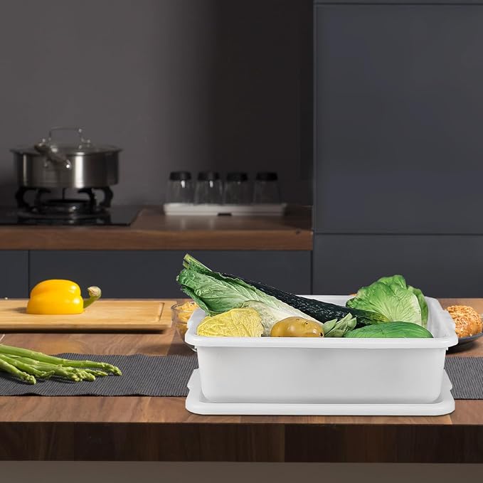 3-Pack 13 L Plastic Commercial Bus Tub with Lid, Restaurant Dish Tub | White